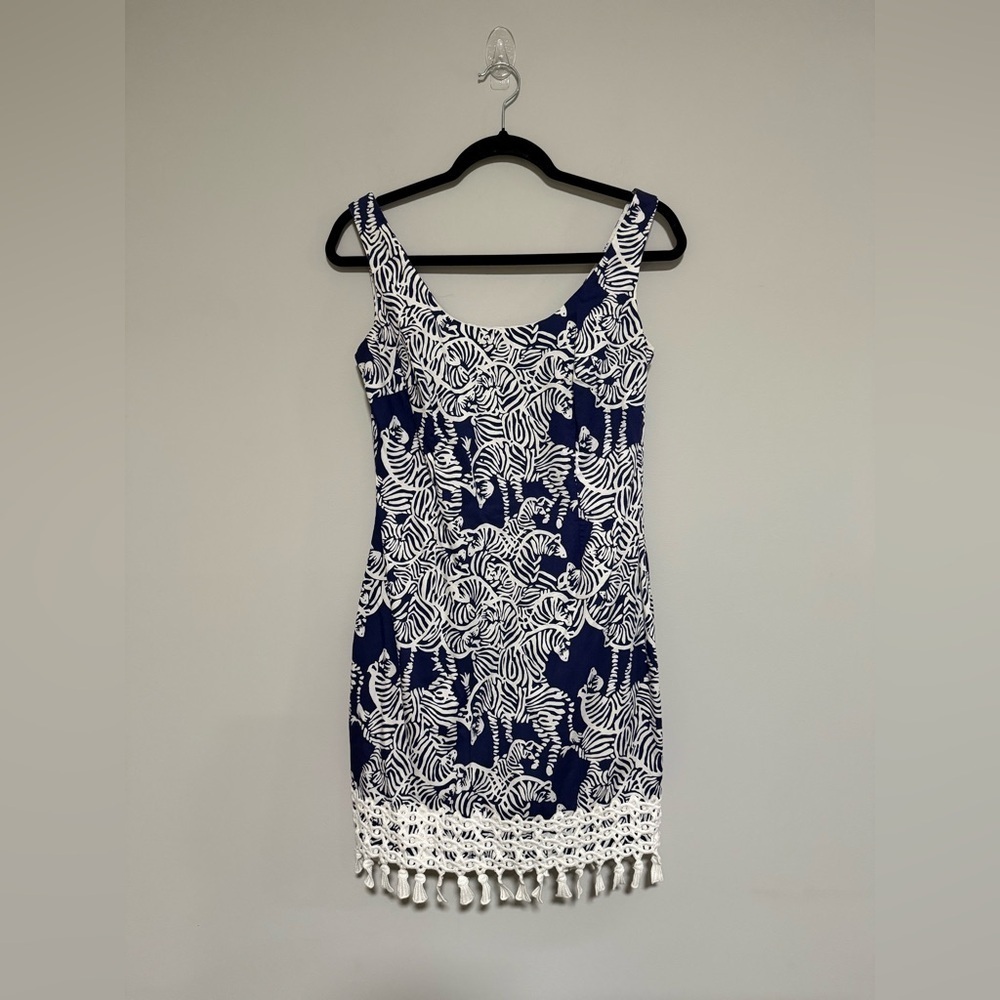 Lilly Pulitzer Thompson Bright Navy Herd You Zebra Shift Dress Size 4 Preppy